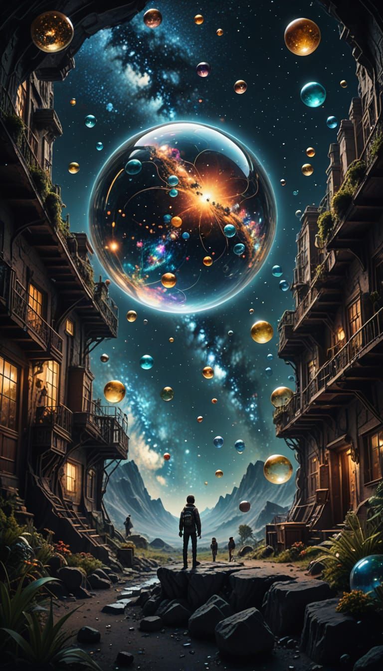 Cosmic Bubbles: Interconnected Galaxies in a Cinematic Style