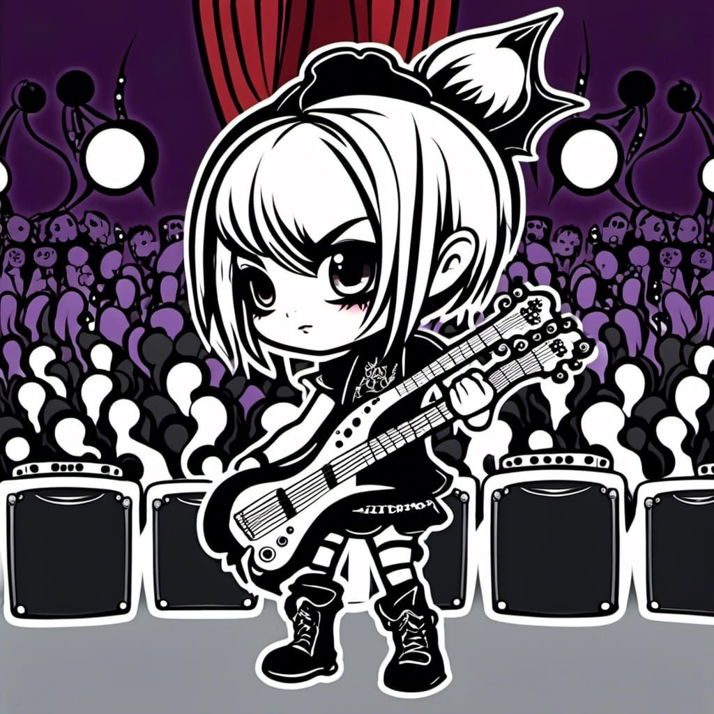 Emo Metalhead Chibi Girl at Concert