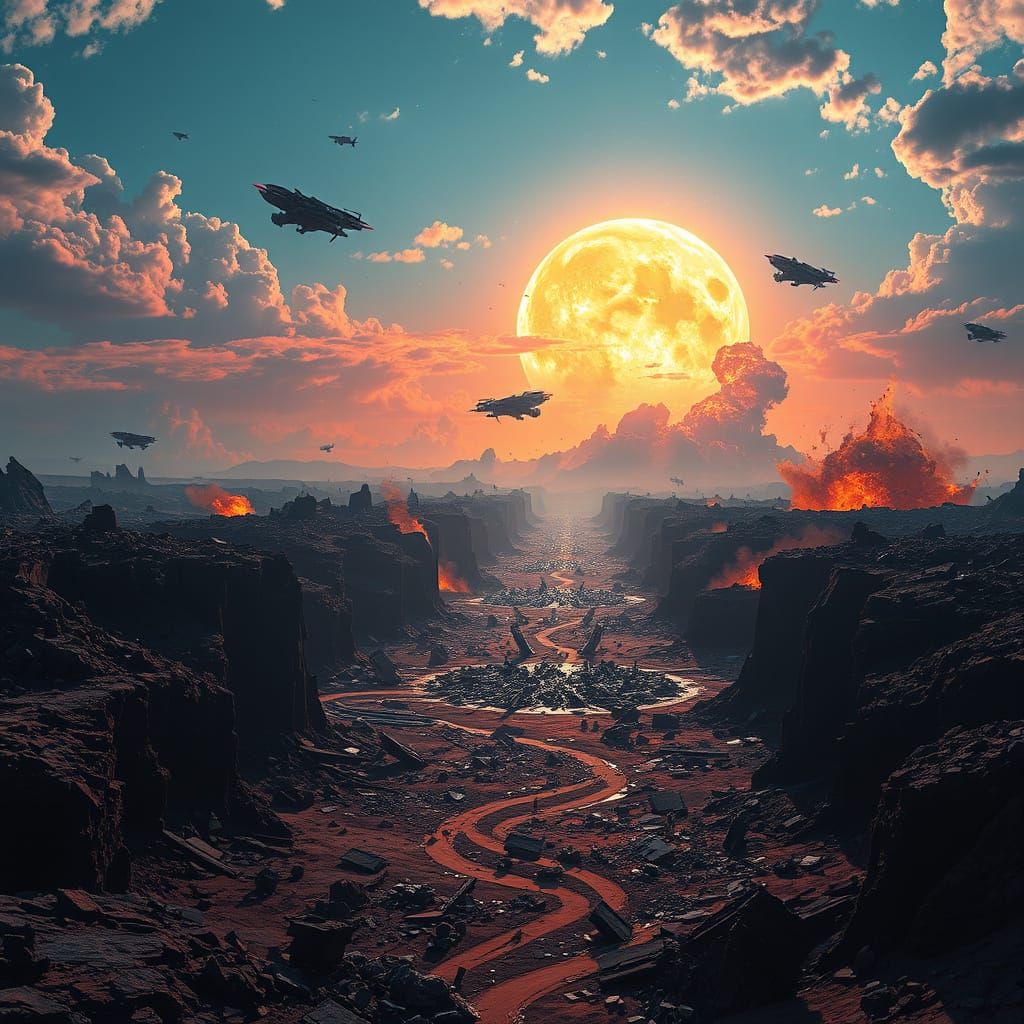 War-Torn Planet in Ominous Glow