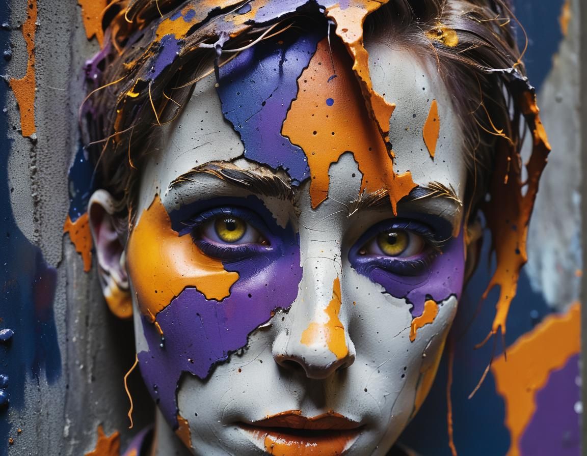 Abstract Portrait Blending Renaissance and Street Art