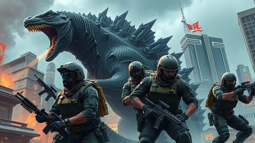 Godzilla as Japanese Commando