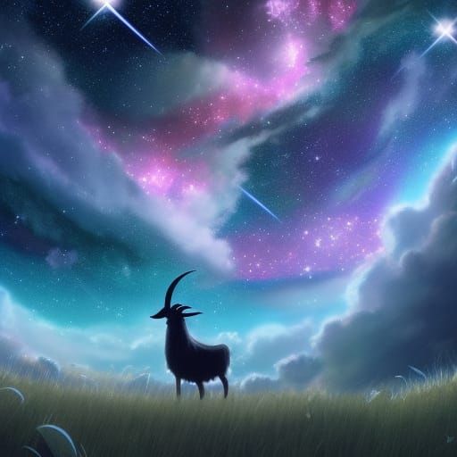 Goat Constellation Nebula in Anime Style