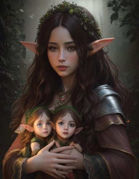 Three Graces as Elves in Renaissance Style