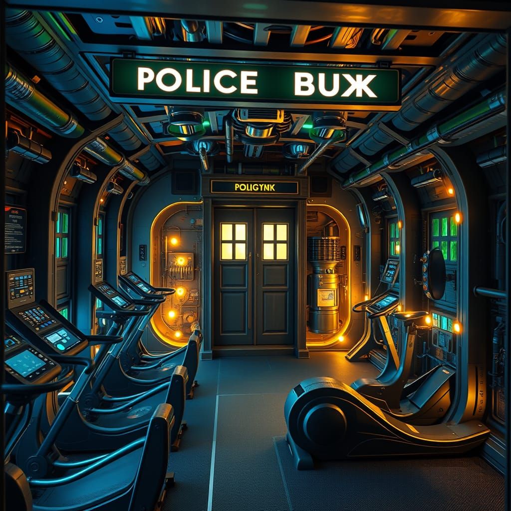 Futuristic Gym Inside Time-Traveling Vessel