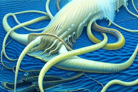 Giant Squid Attack Reported: An Intricate Painting