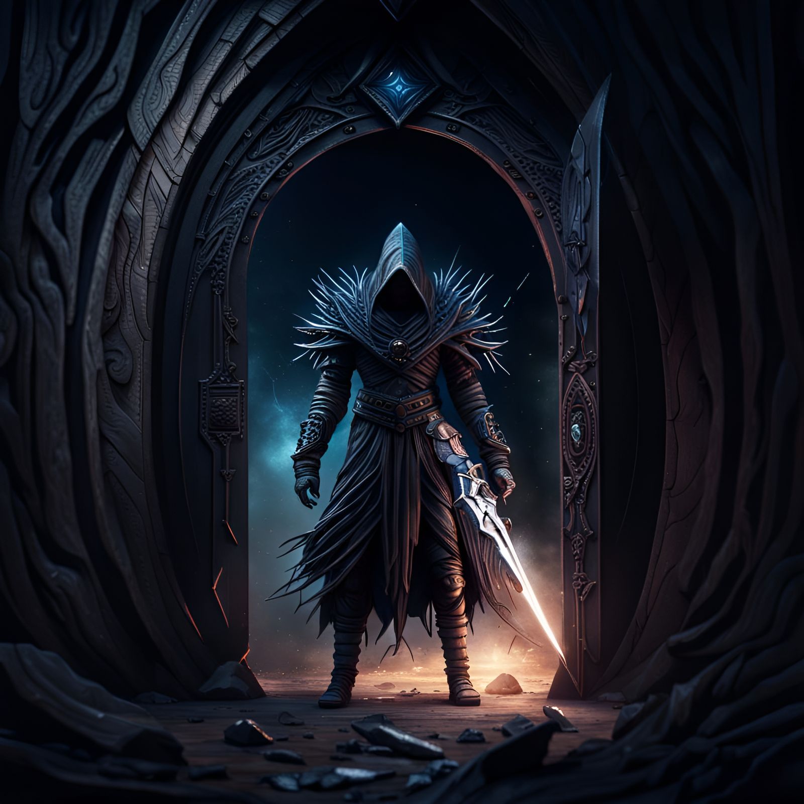 Wraith Enters Portal: Hyperrealistic Cinematic Image