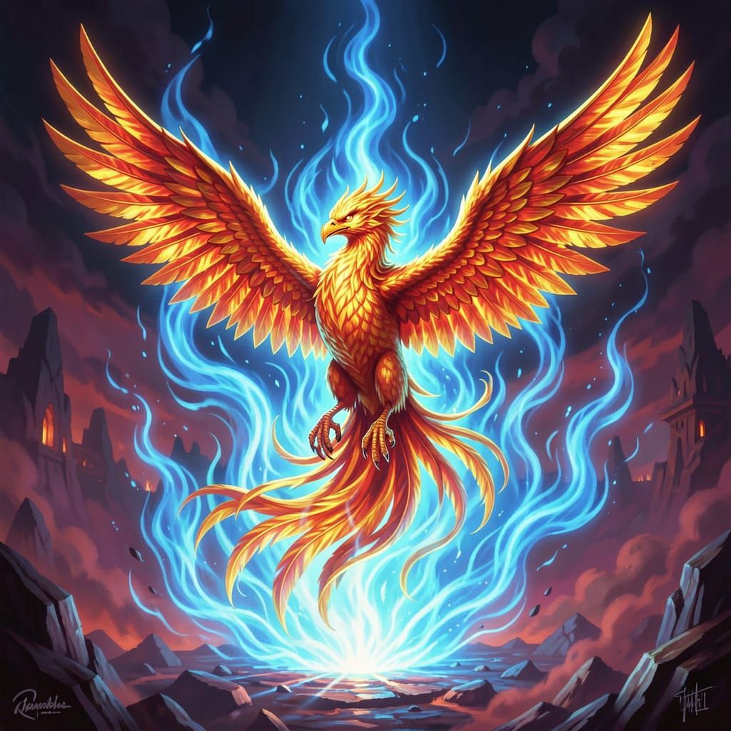 Majestic Phoenix Ascends in Fiery Rebirth