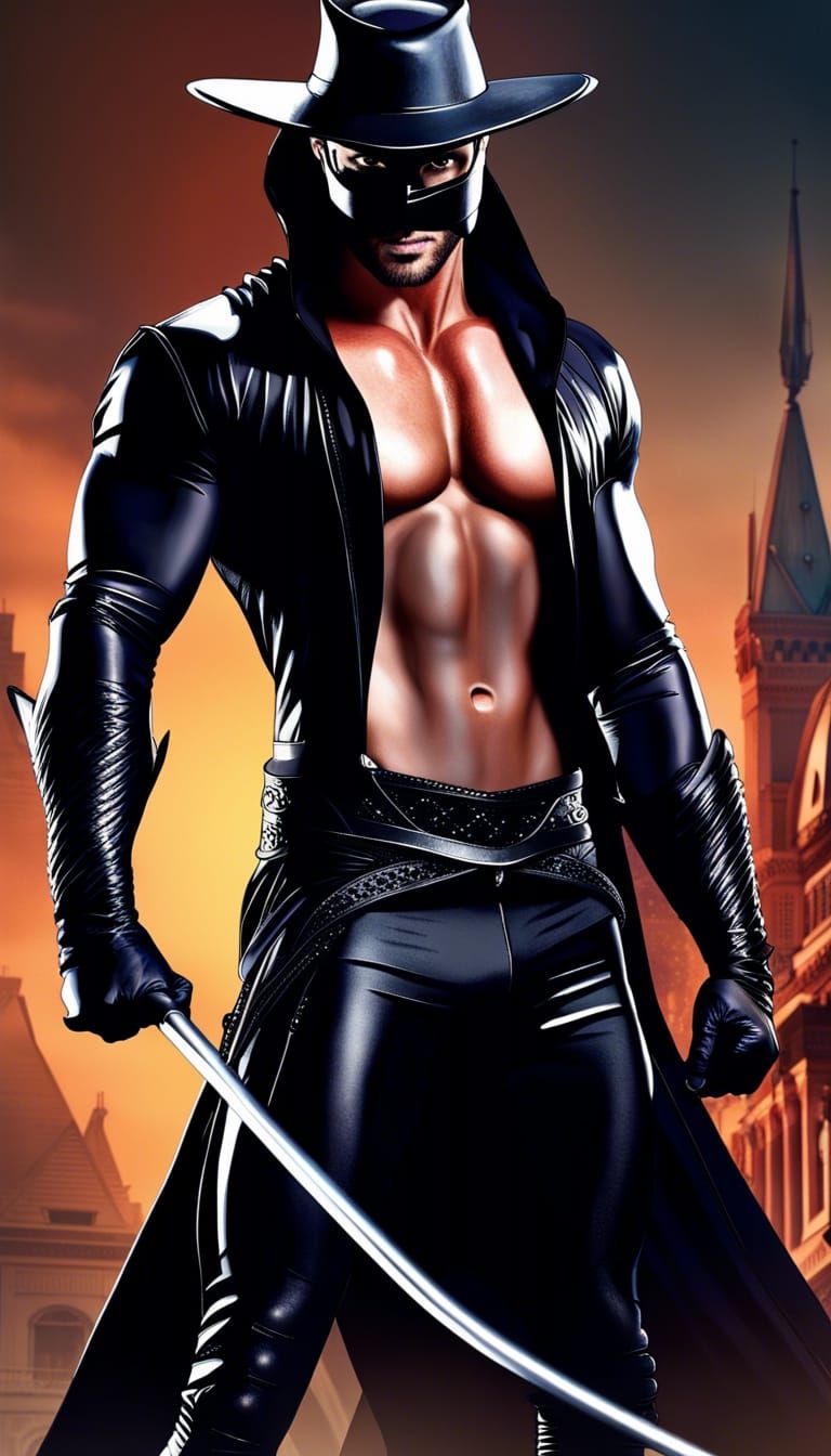 Zorro Concept Art: Muscular Hero in Detailed Matte Painting