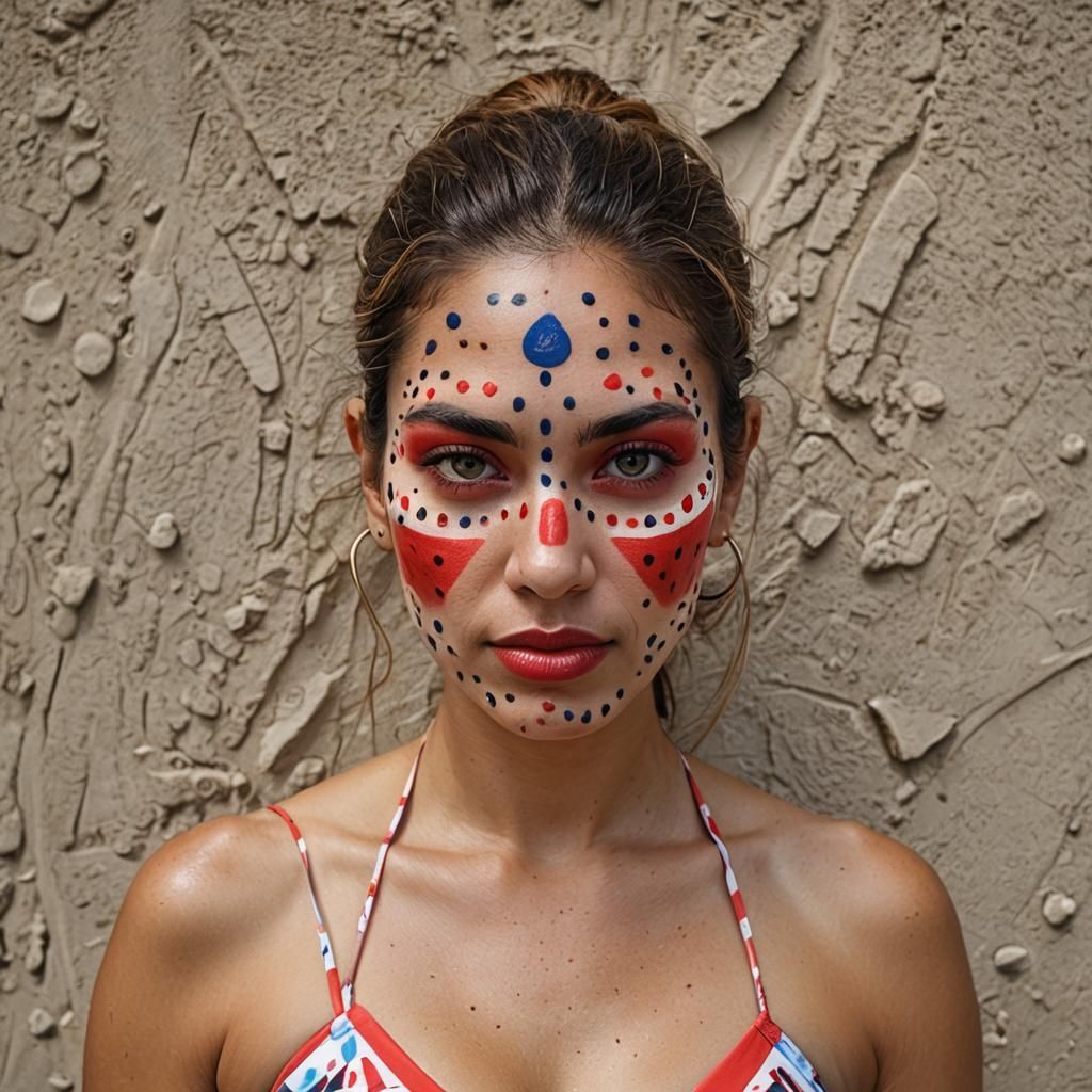 Boriqua Woman Portrait with Symmetrical Color Patterns