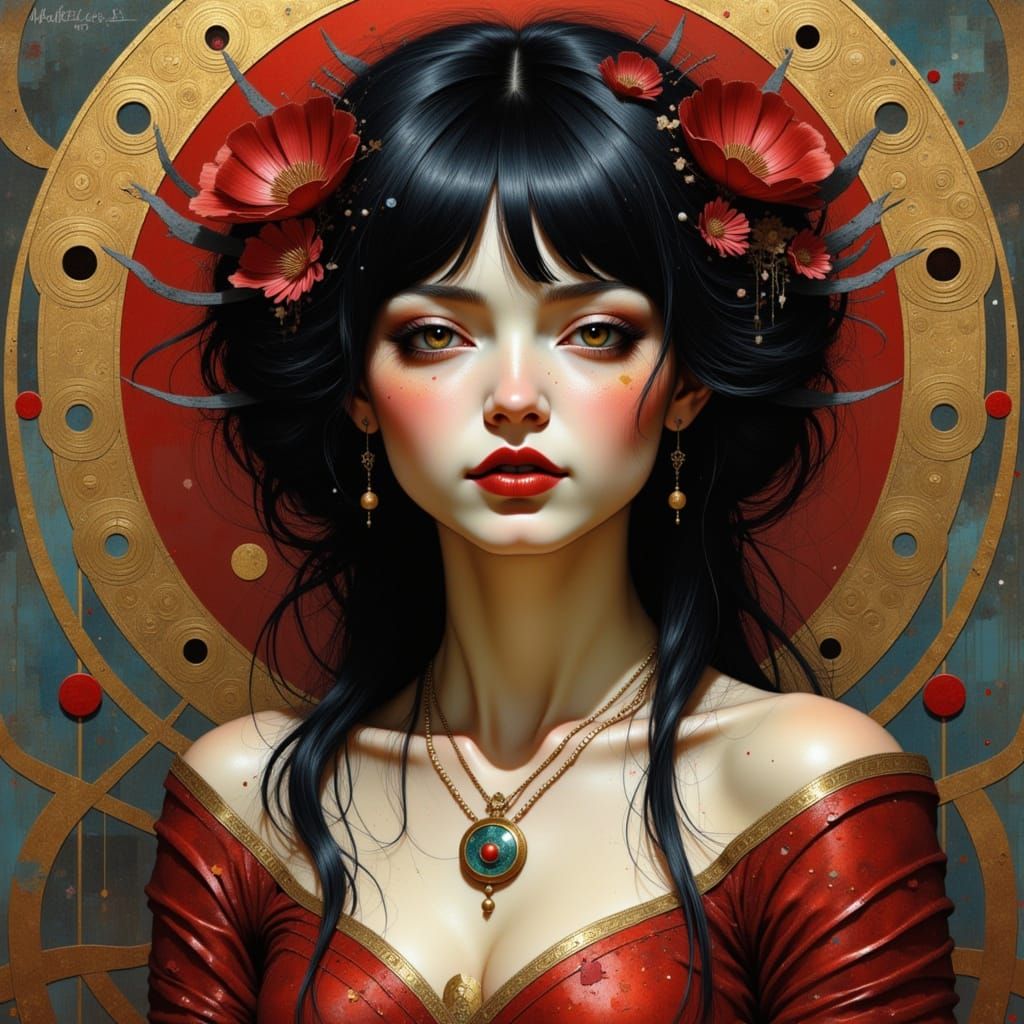 Regal Punk Beauty Reigns in Vibrant, Detailed Portrait