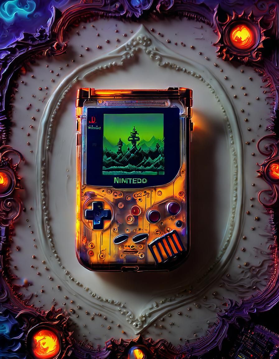 Demonic Gameboy: Psychedelic Mixed Media Art