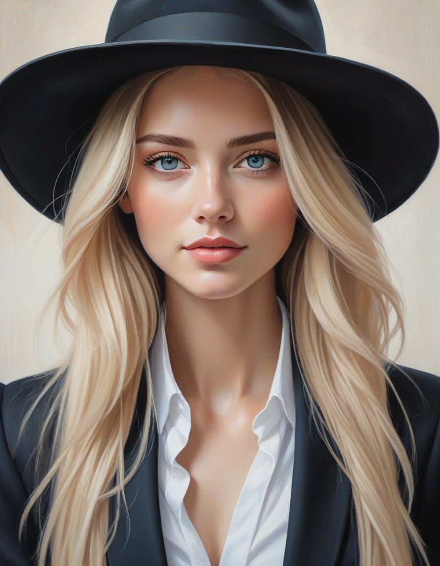 Ethereal Woman in Elegant Acrylic Masterpiece