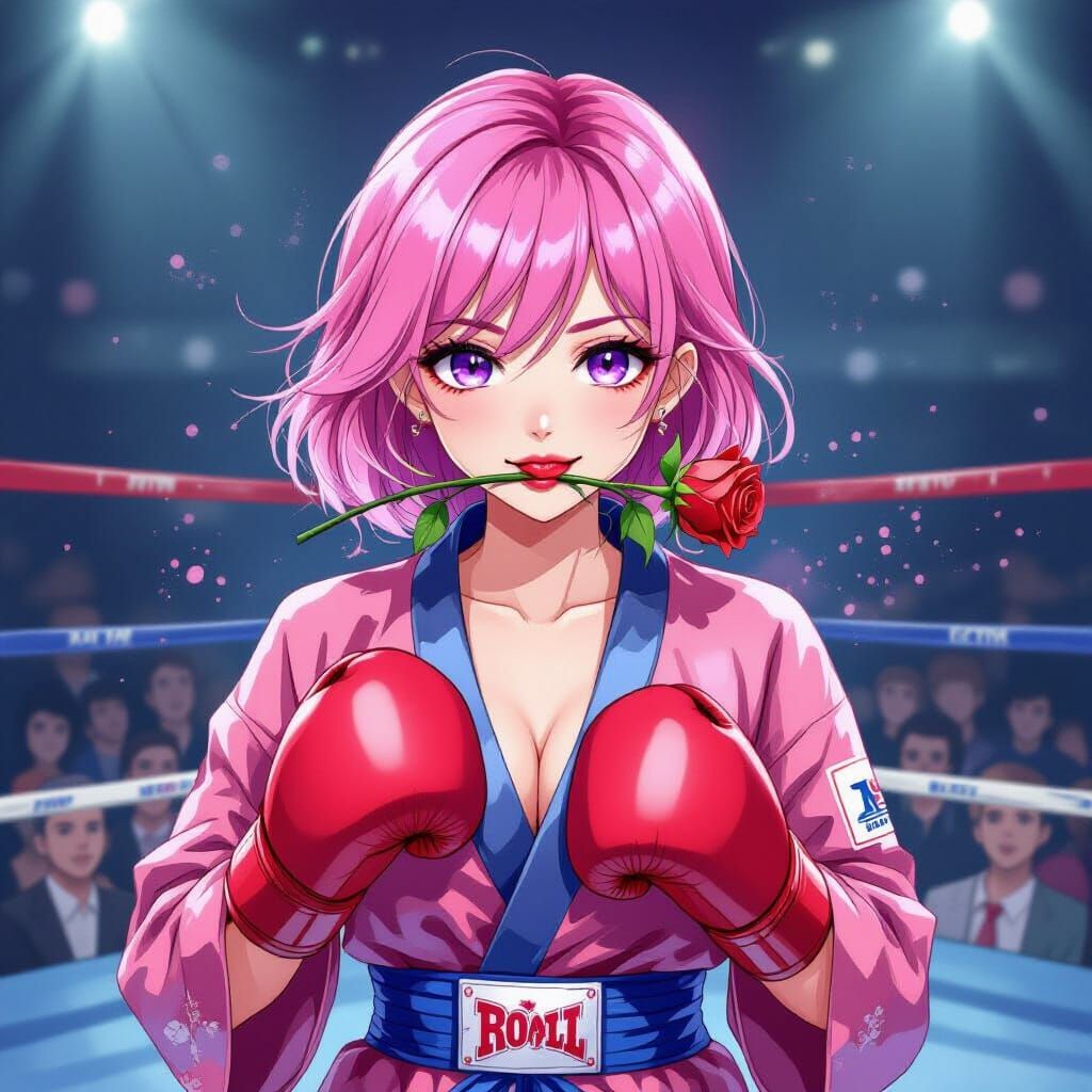 Boxer with Rose: Alcohol Ink Splatter Art