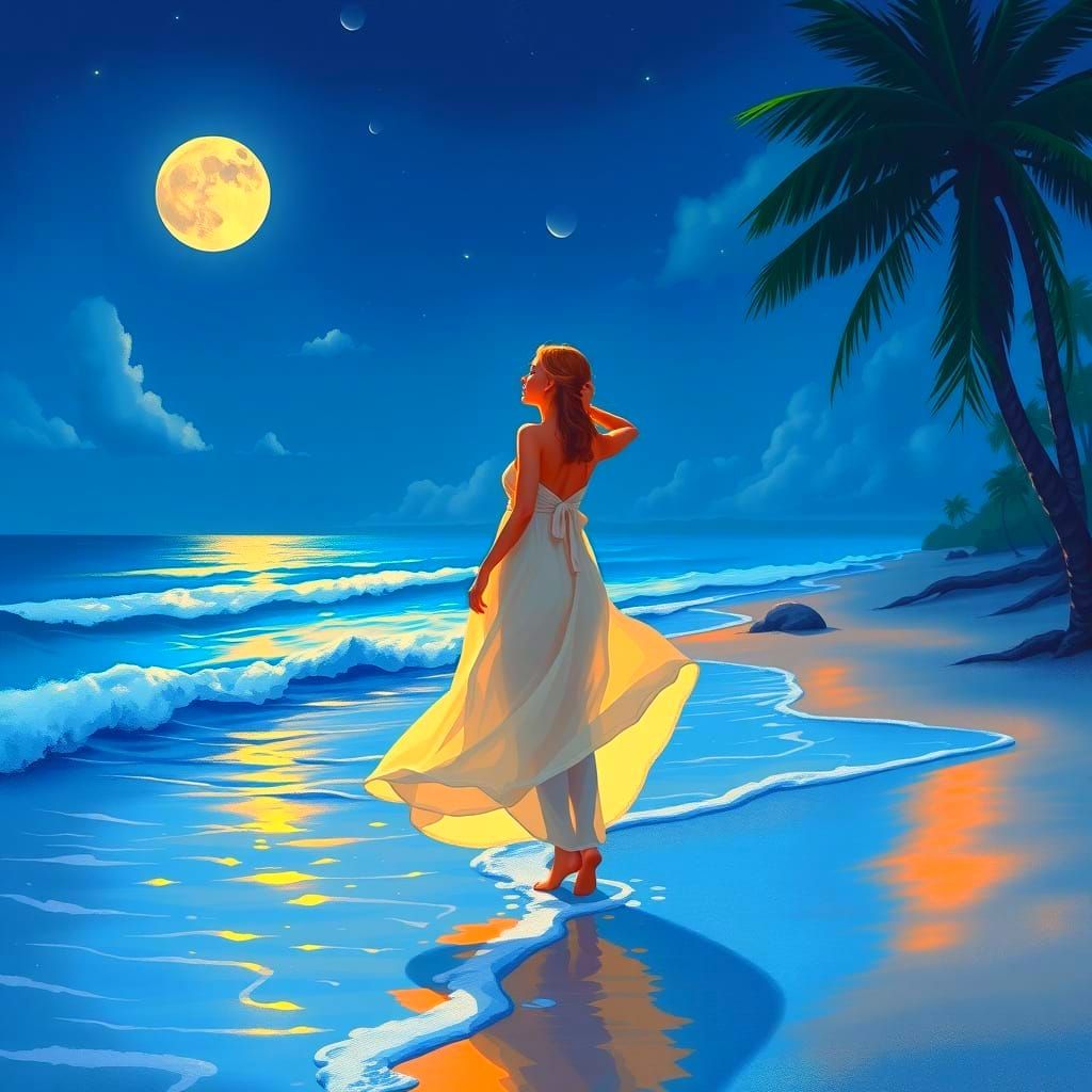 Summer Nights by the Sea: AI Generated Image