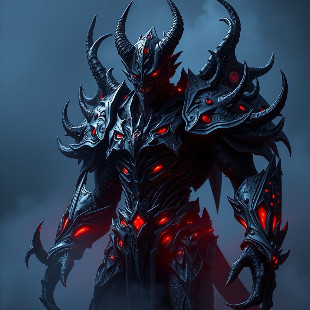 Dark Cybernetic Demon in Gothic Armor
