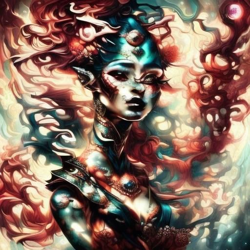 Geisha Gazing at City: Art Deco Cel-Shaded Style