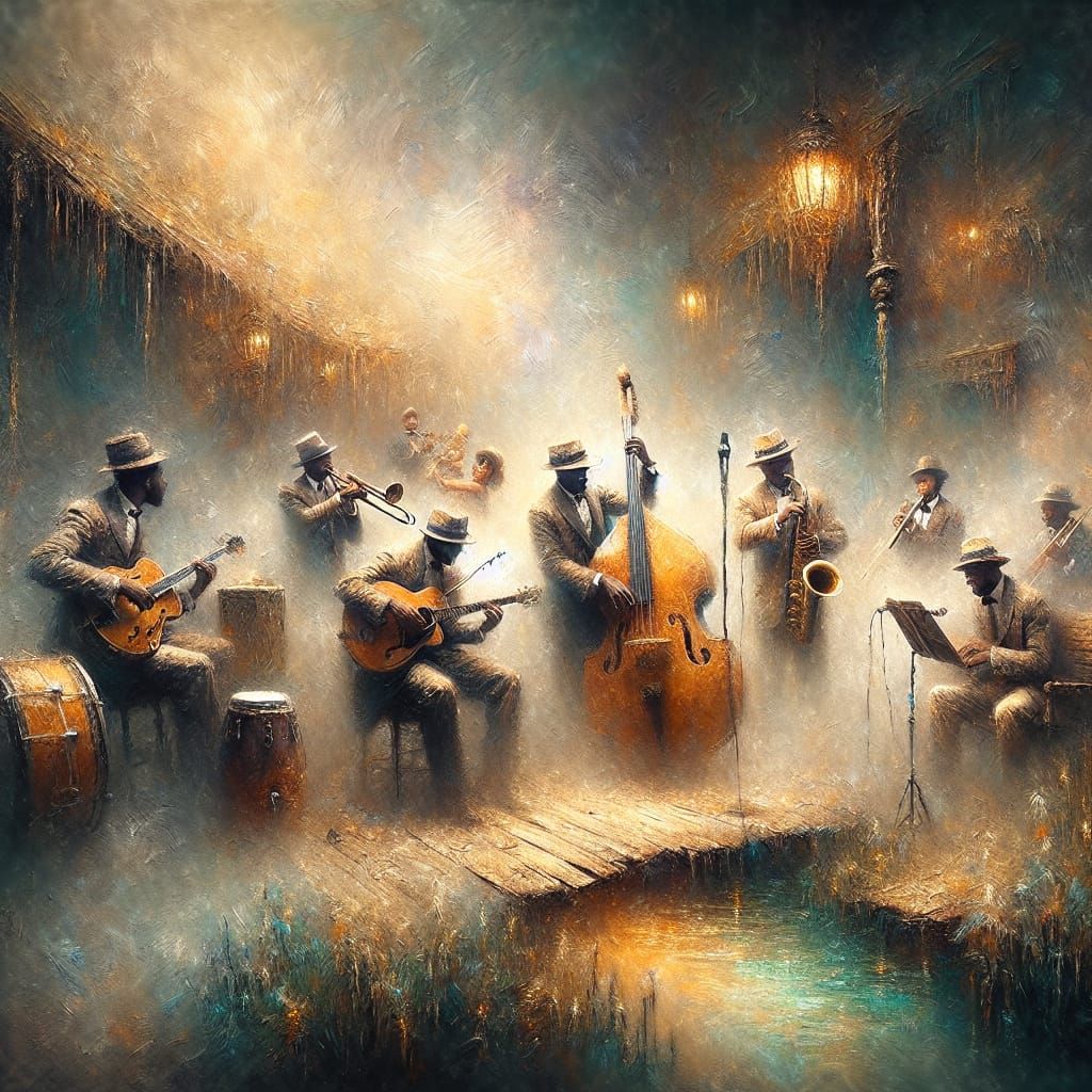 Tiny Jazz Musicians in a Dreamy Guitar Case