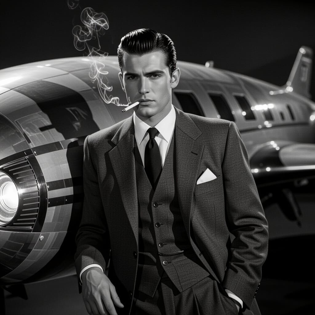 Film Noir: Man in Suit with Spaceship