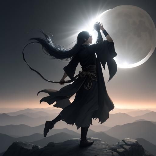 Mage's Eclipse Ritual: Detailed 3D Anime Art