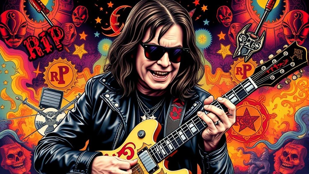 Ozzy Osbourne Flash Tattoo Sheet in Comic Style