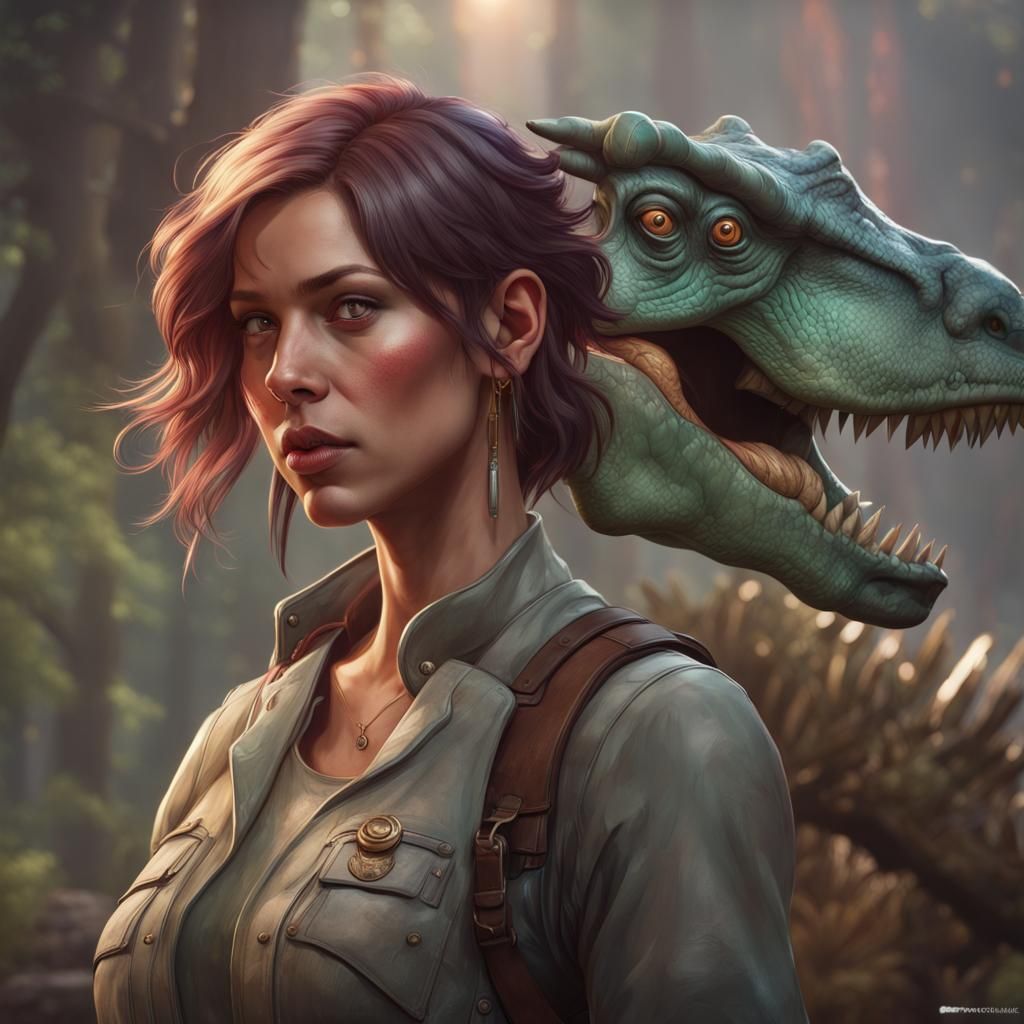 Charlene Sinclair Dinosaur Portrait in Artstation Style