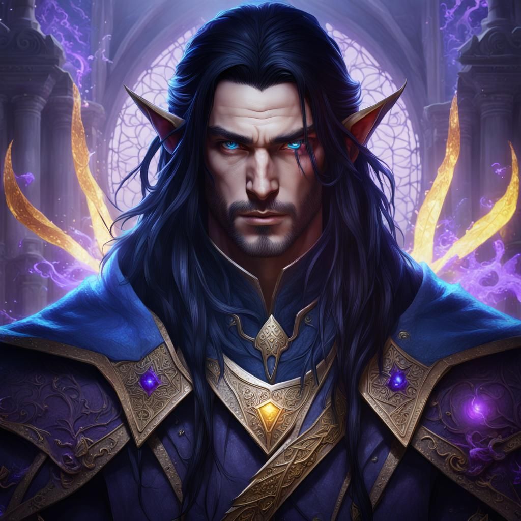 Ethereal Dark Fantasy Elf Wizard Portrait, Masterpiece Art