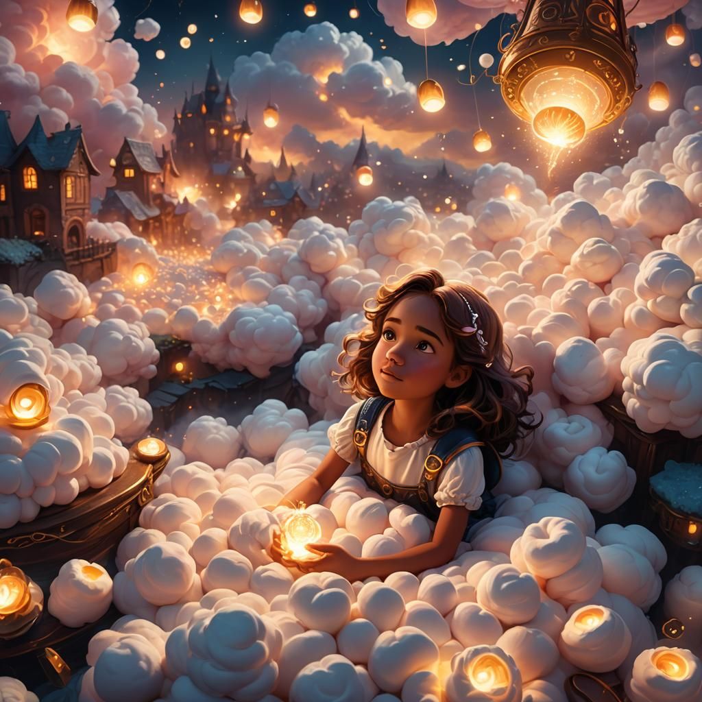 Dreamlike Fantasy: Little Girl's Marshmallow Verse