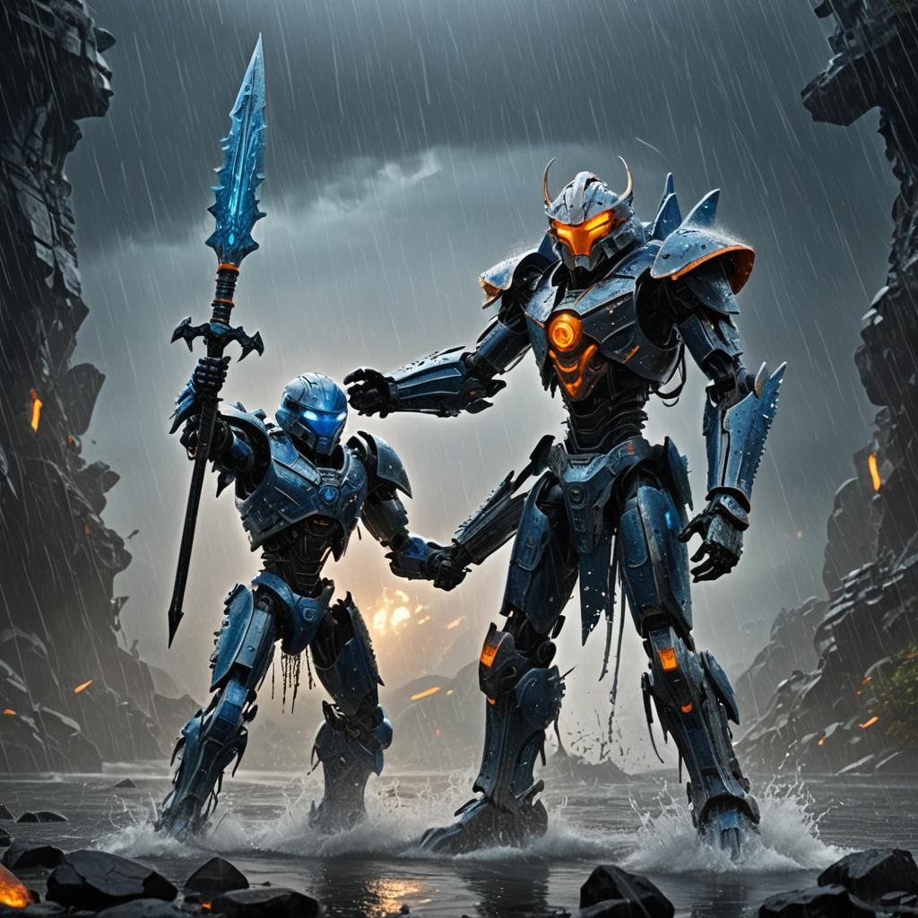 Bionicle Toa Warrior in the Biting Rain