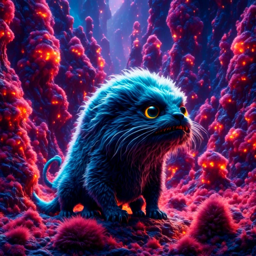 Furry Alien Panther in Ultraviolet Light
