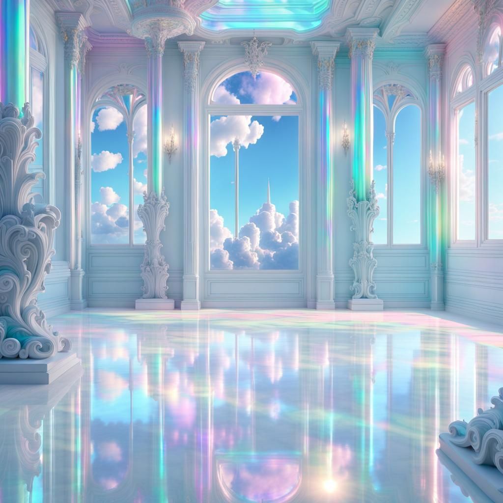 Fantastical Rococo Glass Room Among Clouds