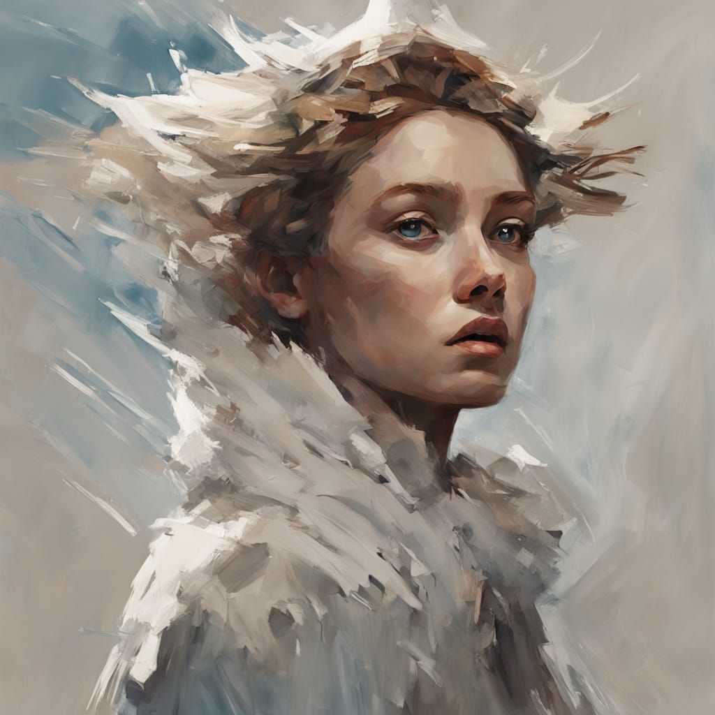 Chocolate Wolf Running in Gouache Style