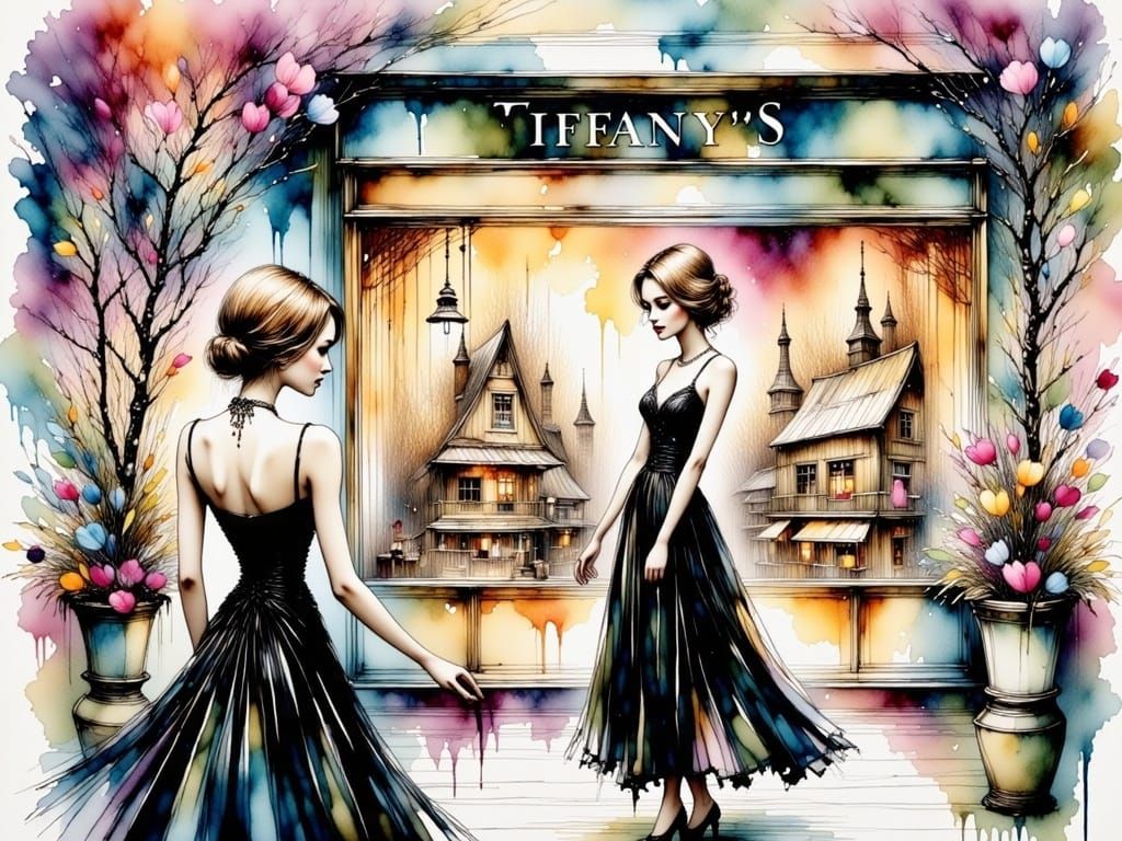 Elegant Mother-Daughter Portrait in Art Nouveau Style