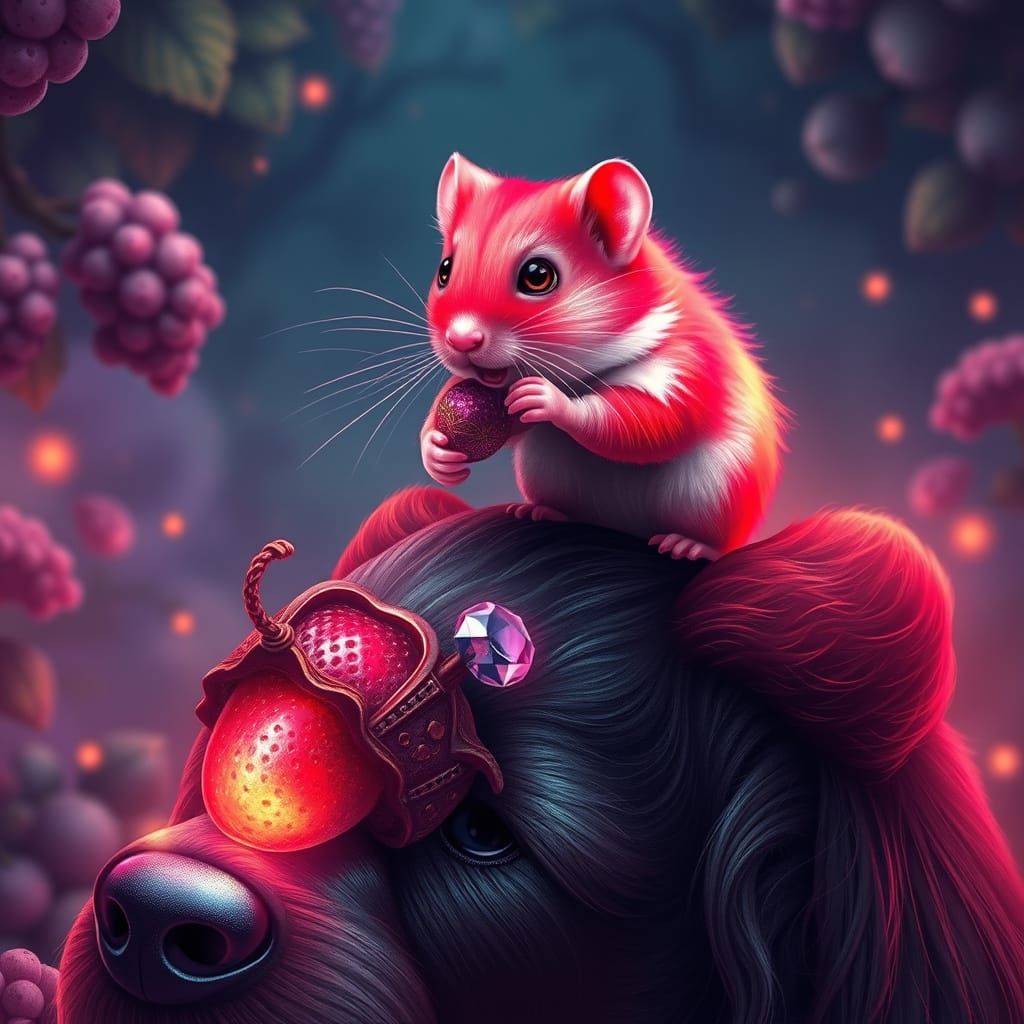 Whimsical Creature Amidst Dreamlike Landscape