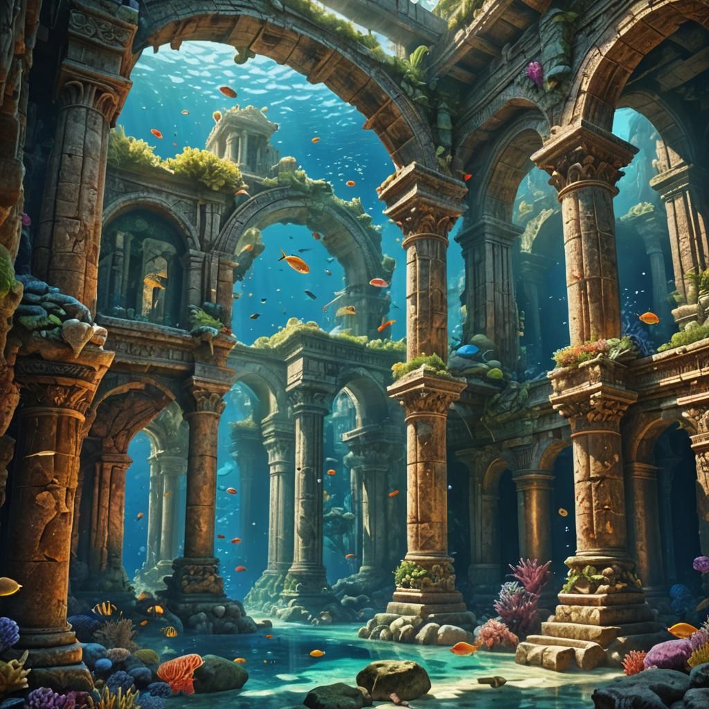 Underwater Ruins: Fantastical Ancient City Concept Art