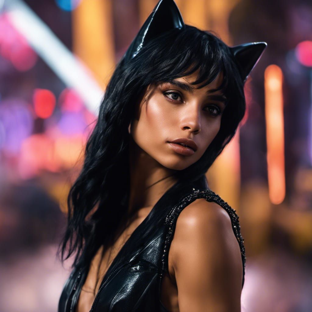 Zoe Kravitz as Catwoman: Hyperrealistic Portrait
