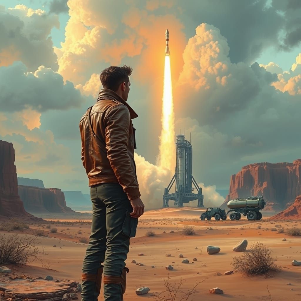 Desert Pilot Watches Last Rocket Launch