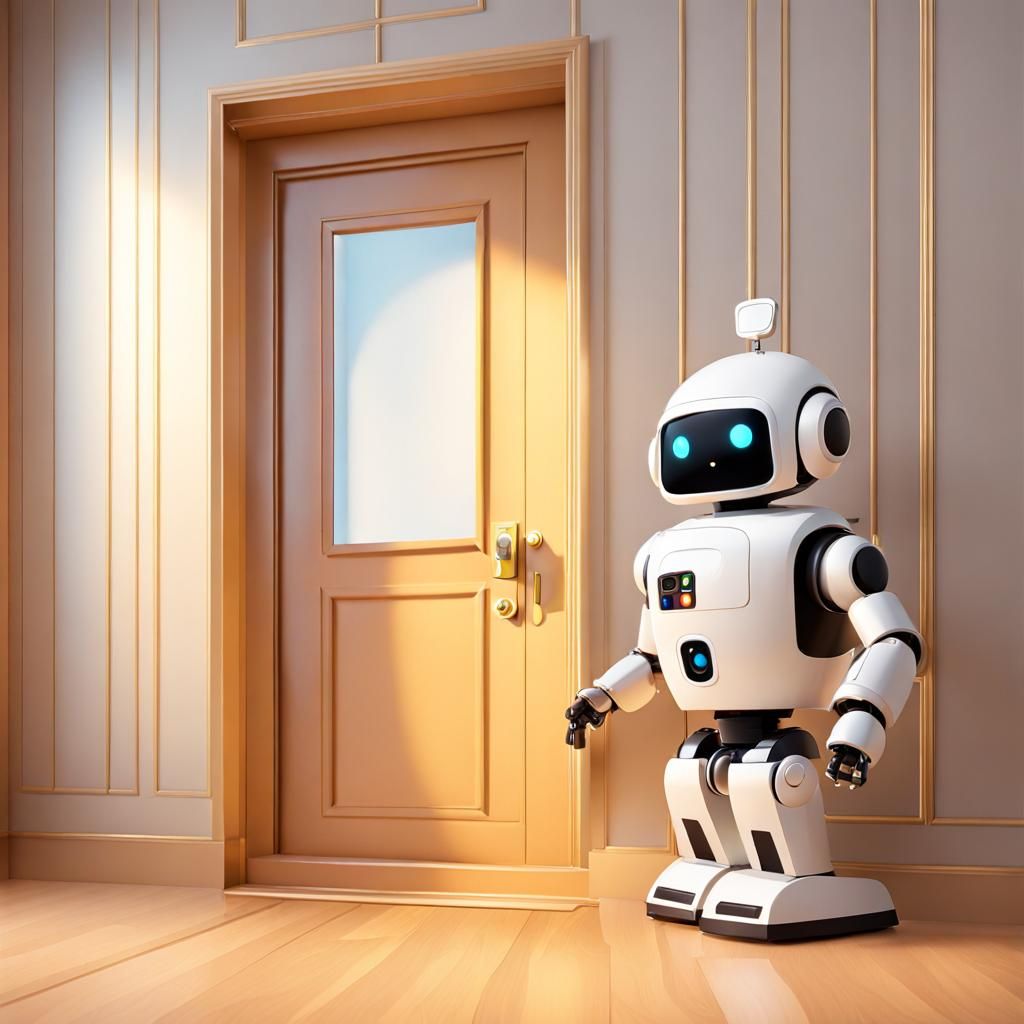 Cute Robot Butler in Chibi Style