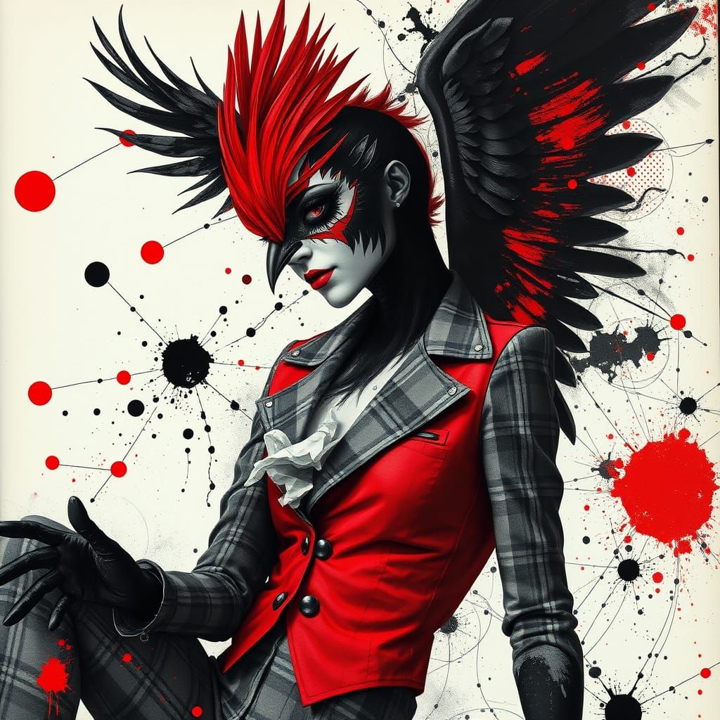 Supervillain Robin Birdie in Punk Surrealist Fashion