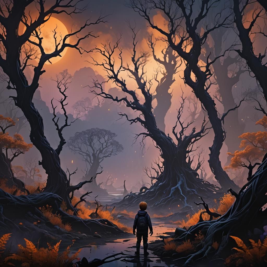 Eerie Landscape with Baby: Fantasy Concept Art