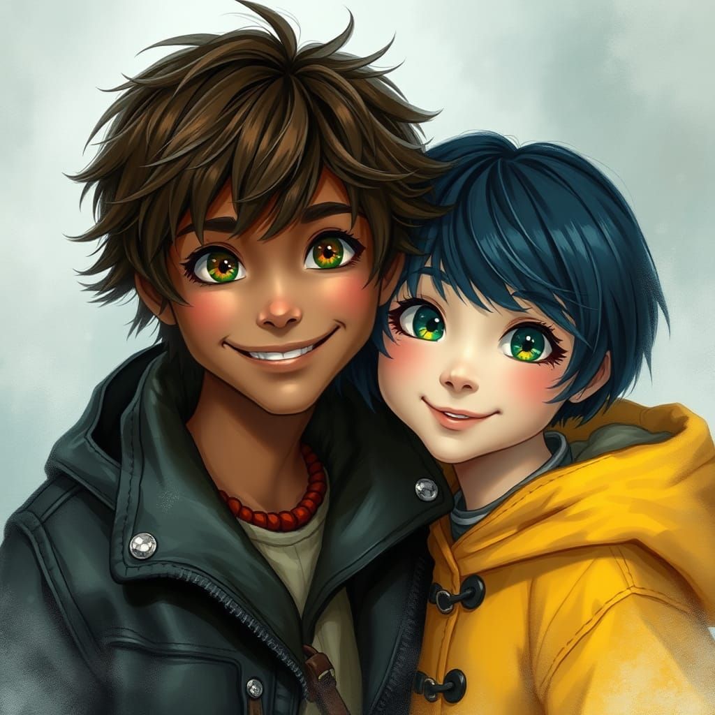 Teenage Boy and Girl in Ethereal Fantasy Style