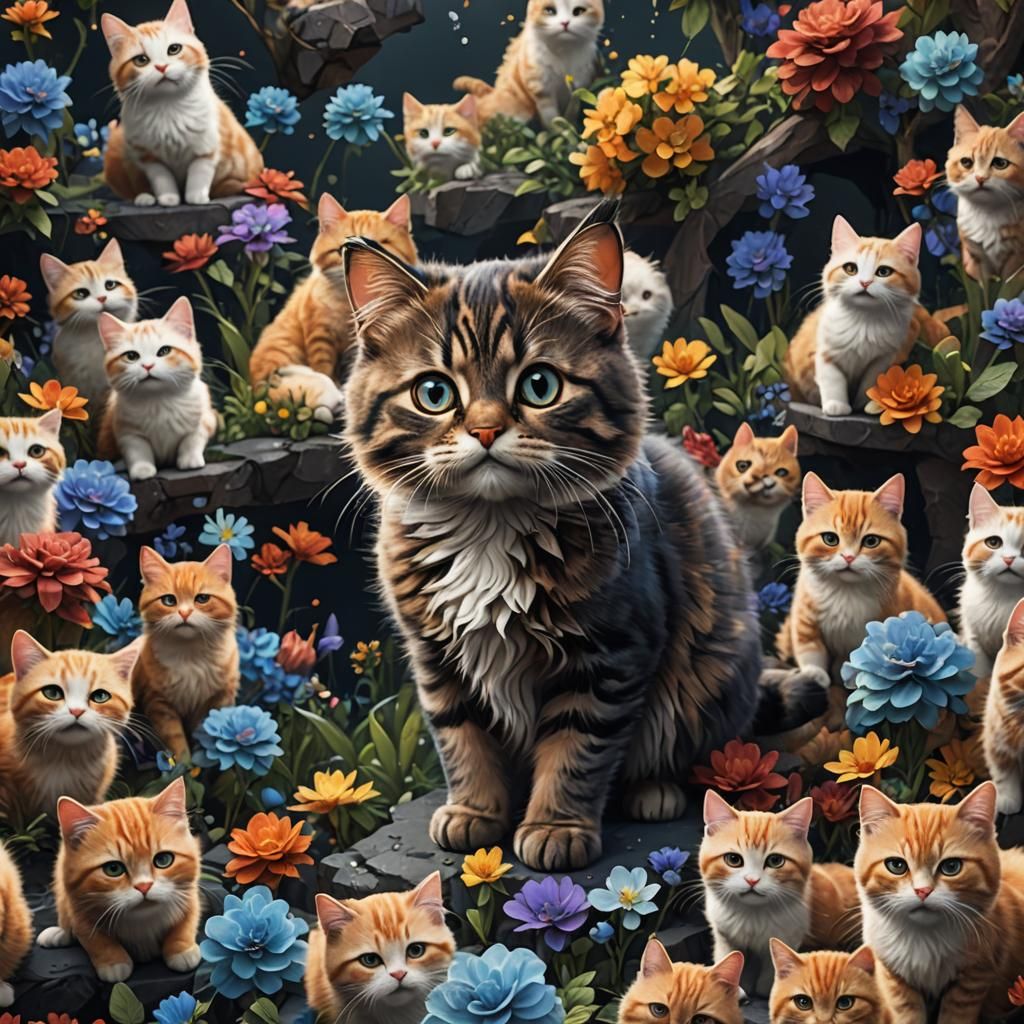 Detailed Matte Painting of a Cute Cat