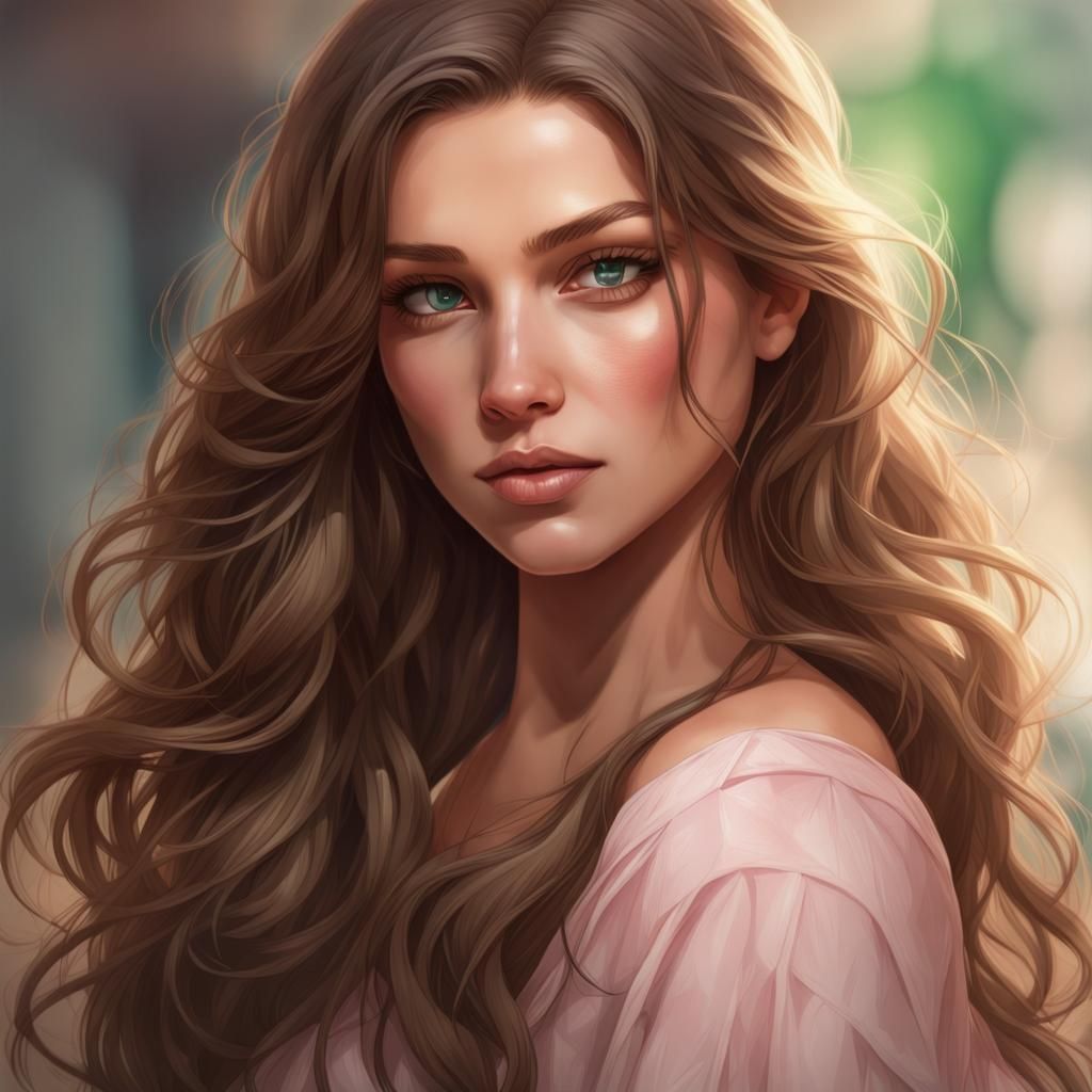 Detailed Portrait of a Young Woman with Emerald Eyes