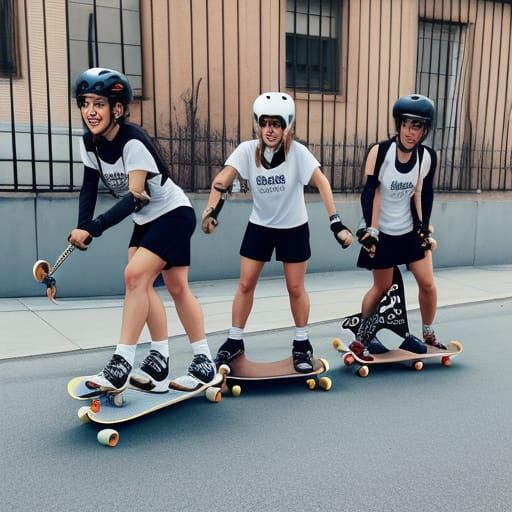 Adorable Puppies Riding Skateboards in Fun Action Shot