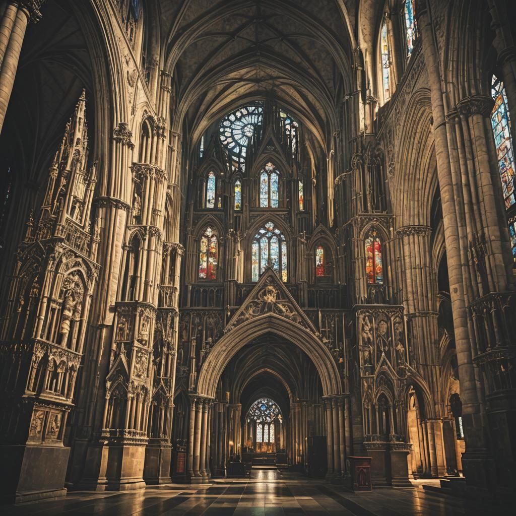 High Contrast Gothic Cathedral Interior Photography