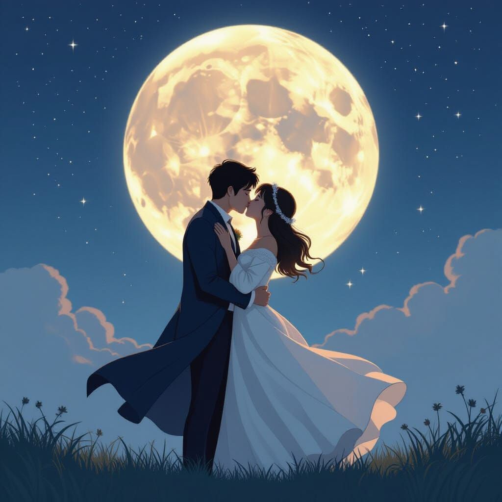 Celestial Kiss: Venus and Jupiter Under the Moon