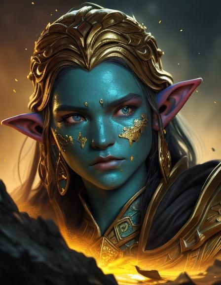 Elf Mining Gold in Hyperrealistic Style