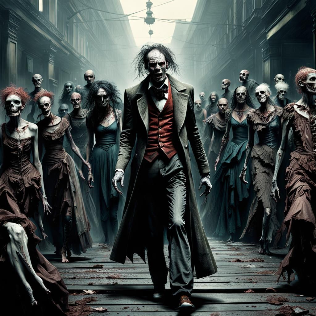 Zombie Fashion Parade in Dark Fantasy Style