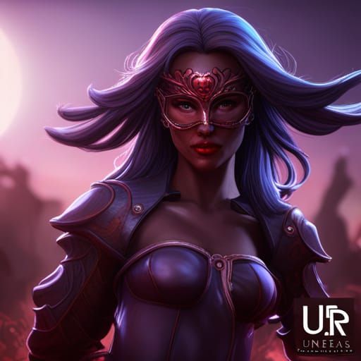 Masked Female Character in Detailed Fantasy Art