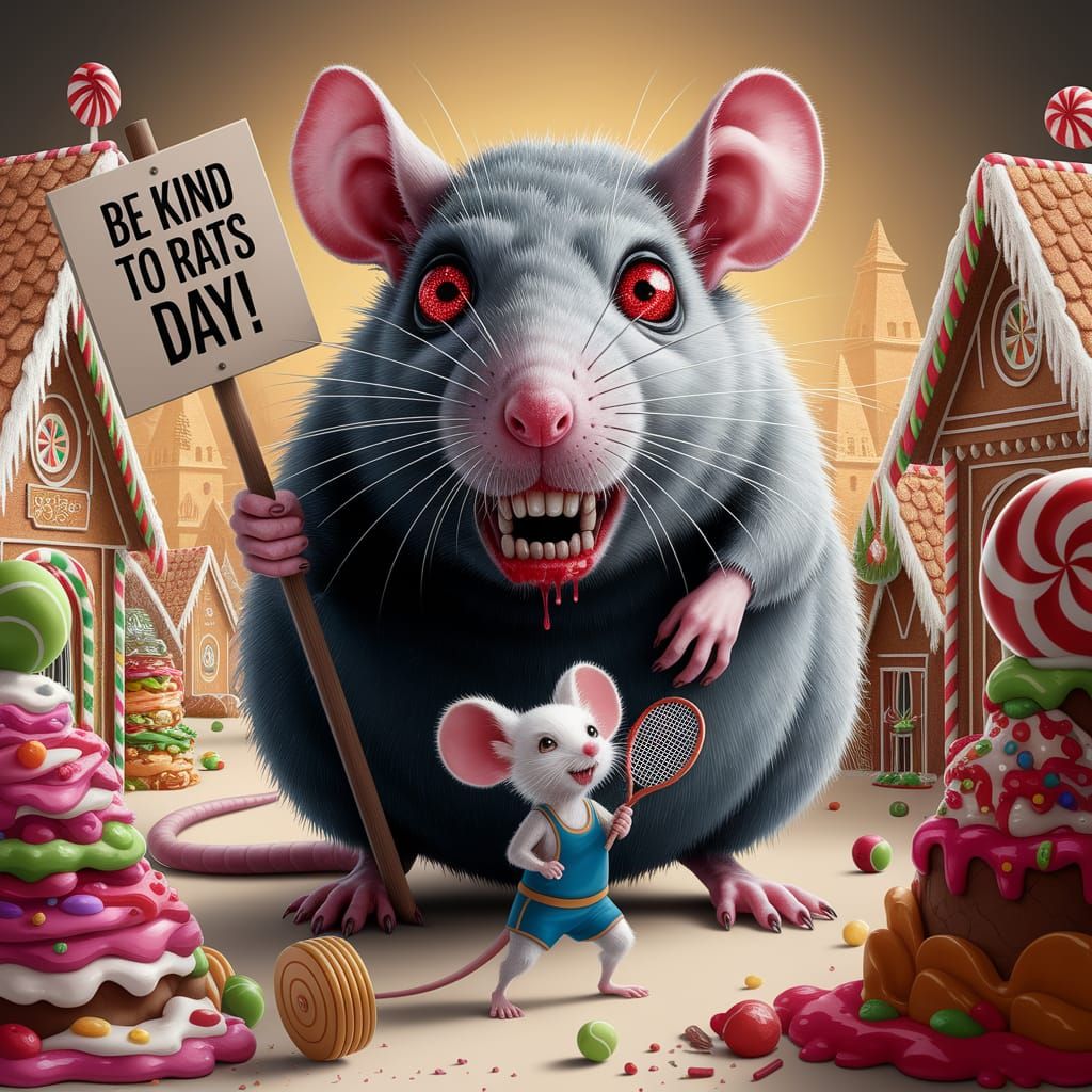 Giant Rat Promotes Kindness in Sweet Candyland