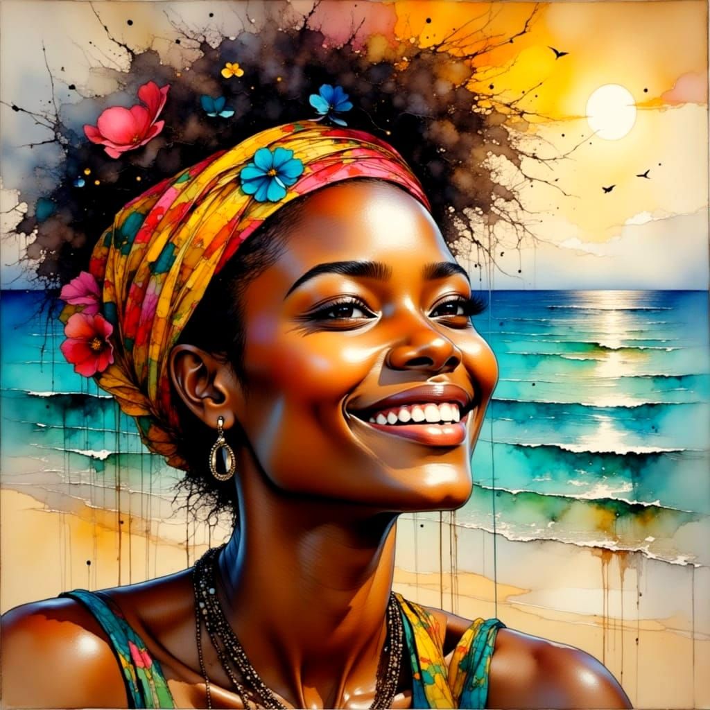 Vibrant Jamaican Beauty in Traditional Attire